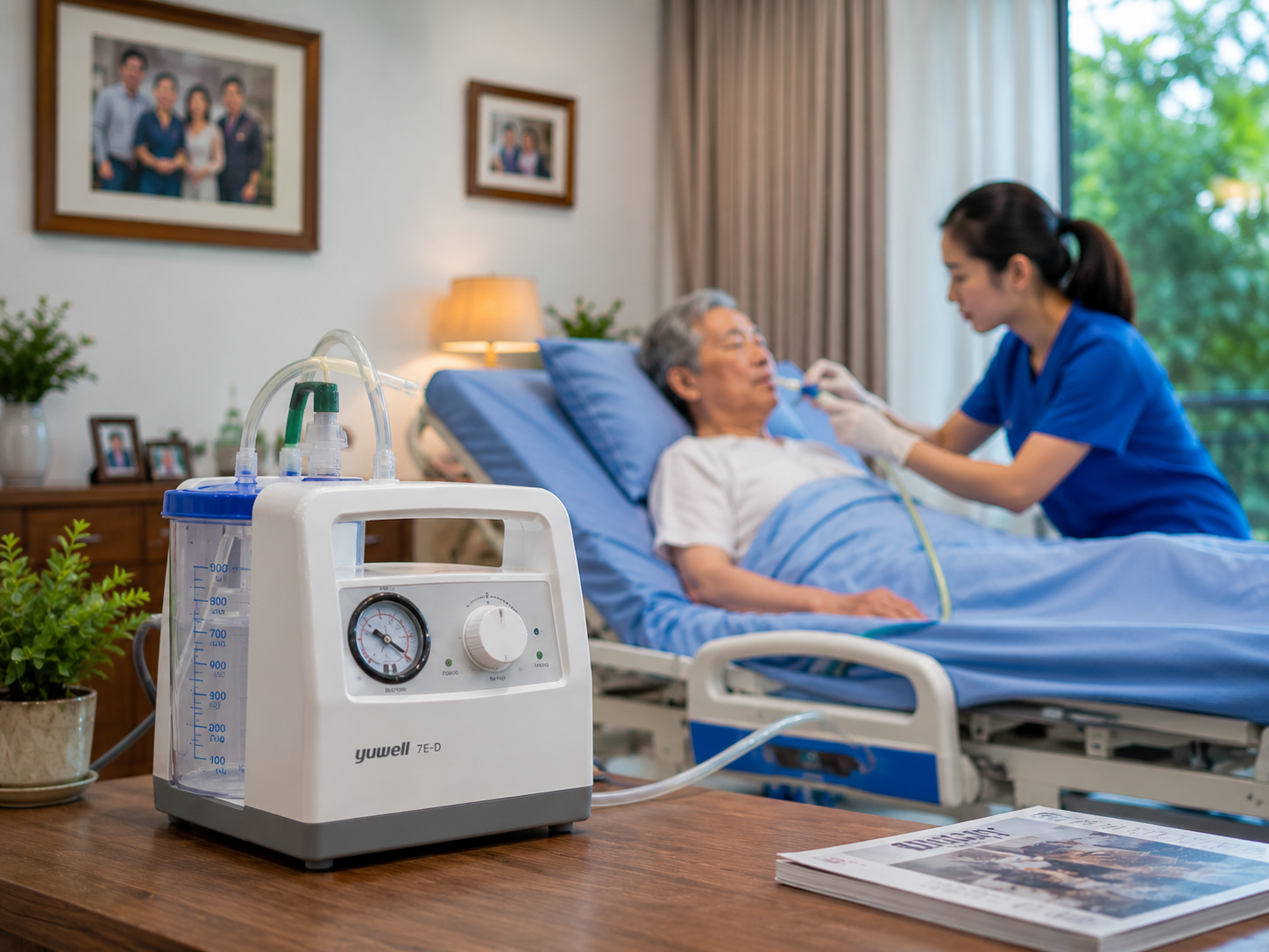 Máy hút đờm cho bệnh nhân nằm lâu
