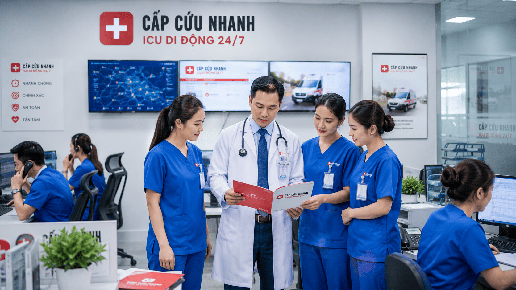 Đội ngũ điều dưỡng và bác sĩ của Cấp Cứu Nhanh
